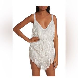 Bronx and Banco Barbie Fringe Mini Dress